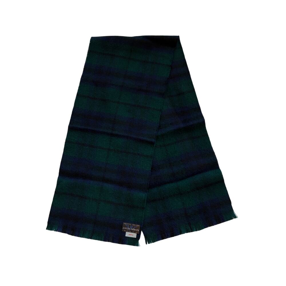 Lochcarron of Scottland 100% New Wool Scarf Green Blue Marshall Tartan Plaid